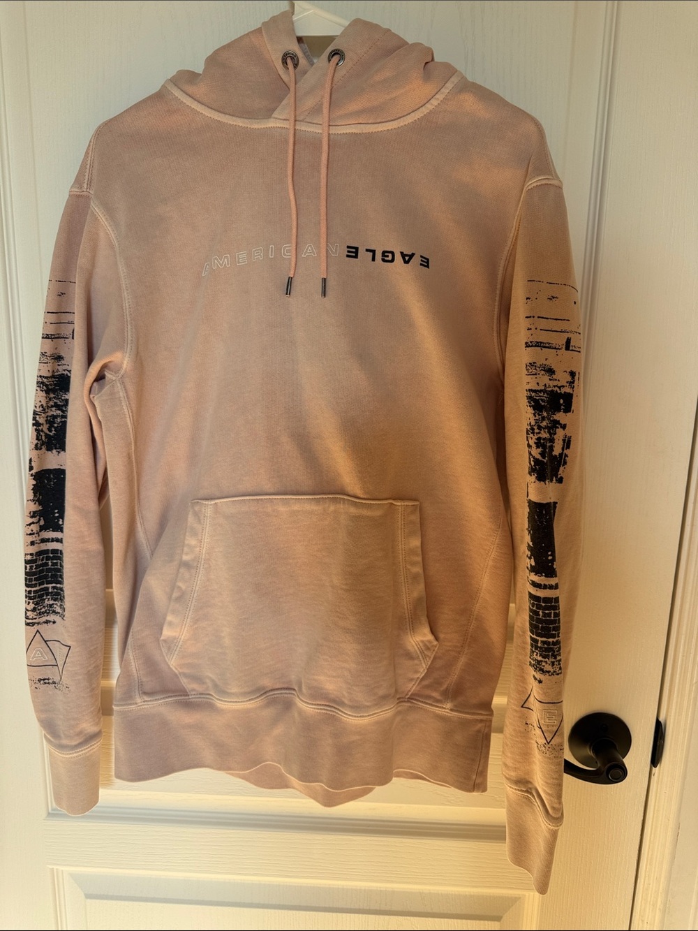 American Eagle Outfitters Men's Washed Pink Graphic Hoodie